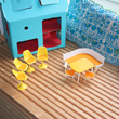 plastic toy chairs and table