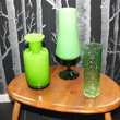 green glass vases